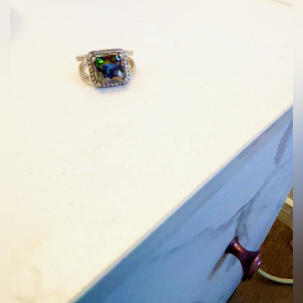 Elegant Multicolor Gemstone Silver Ring